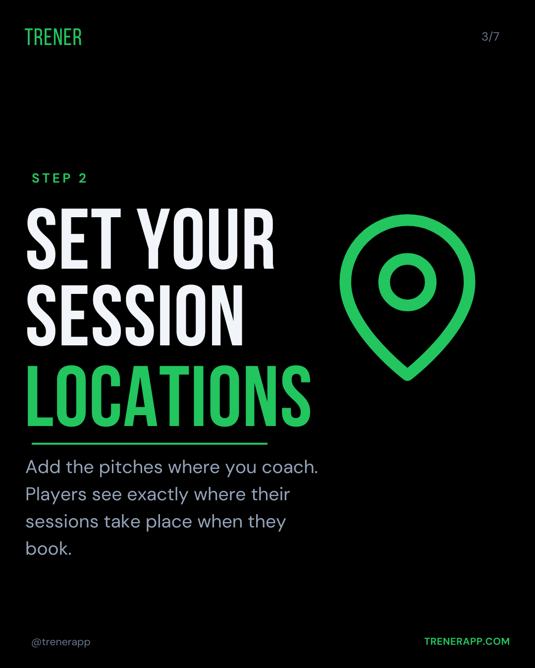 Step 2: Set your session locations. Add the pitches where you coach so players see where sessions take place.